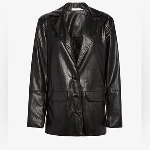Vegan leather oversized blazer